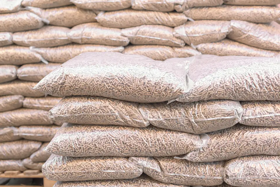 pellets in plastic packaging